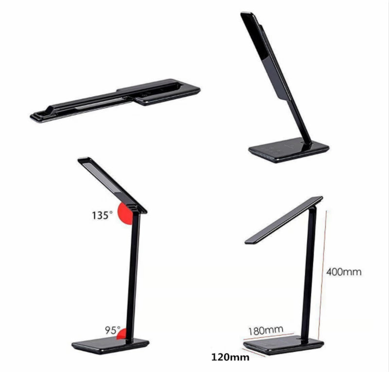 3-in-1 LED Schreibtischlampe: Kabelloses Laden, Augenschutz & Modernes Design