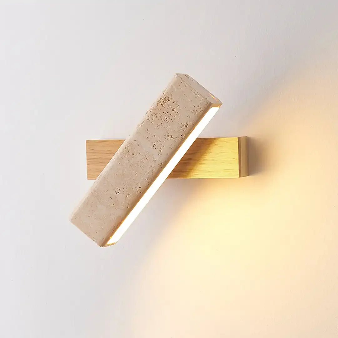 The Aurora Wall Light: Minimalist Natural Stone Lamp Made from Travertine