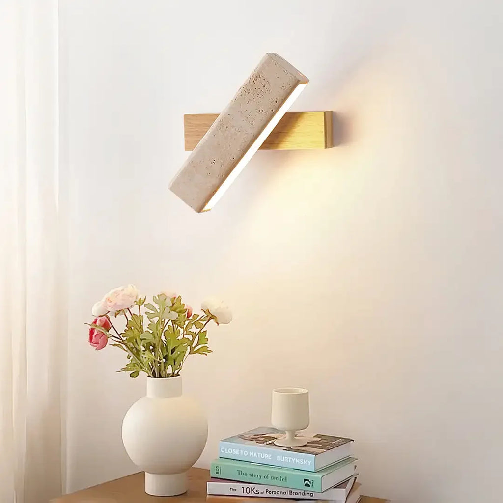 The Aurora Wall Light: Minimalist Natural Stone Lamp Made from Travertine