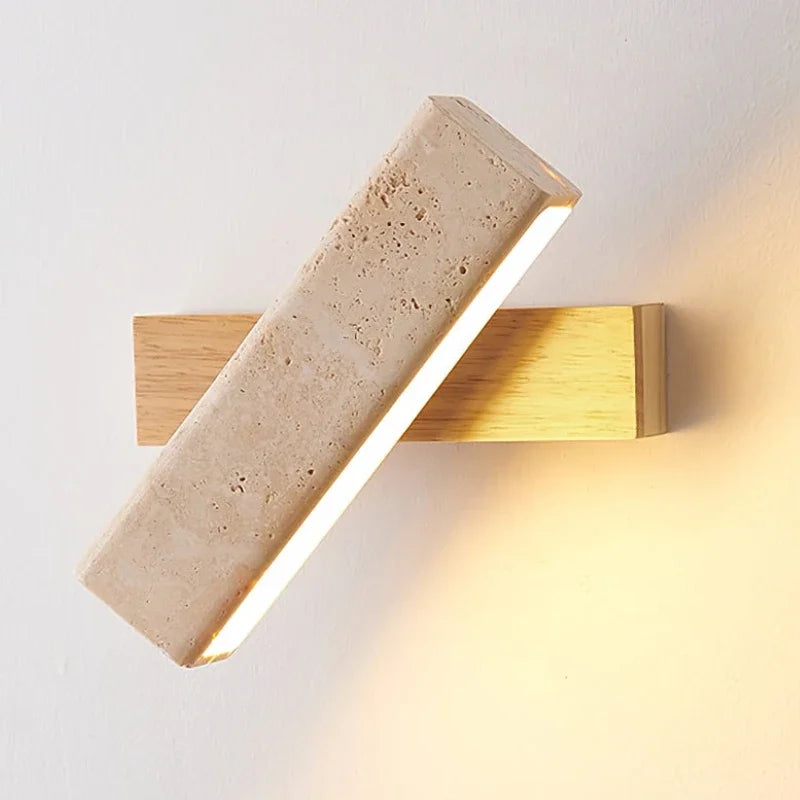 The Aurora Wall Light: Minimalist Natural Stone Lamp Made from Travertine