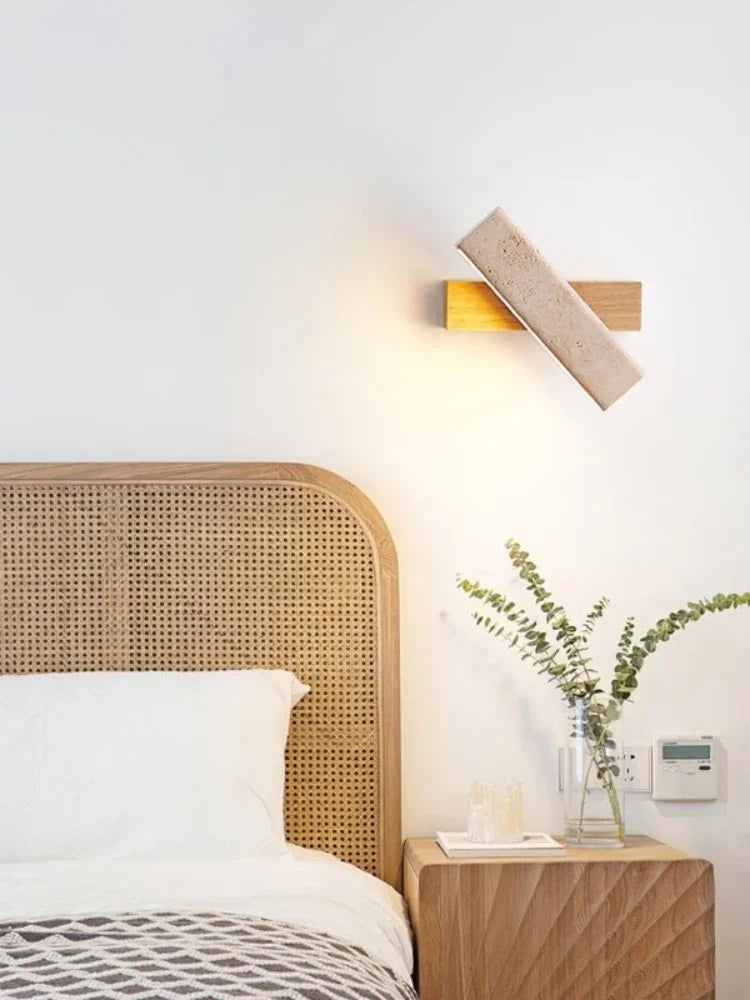 The Aurora Wall Light: Minimalist Natural Stone Lamp Made from Travertine