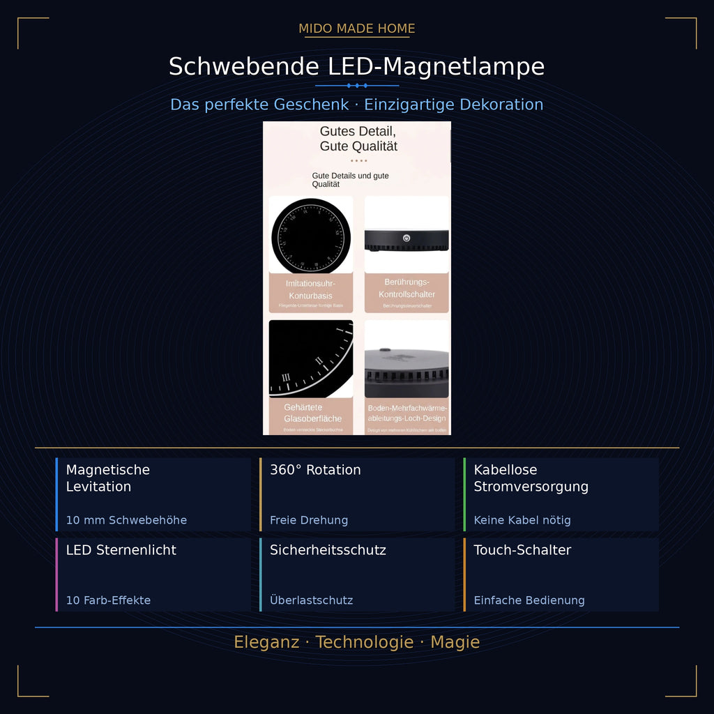 Schwebende LED-Magnetlampe – Futuristisches Design & 10 Farbmodi