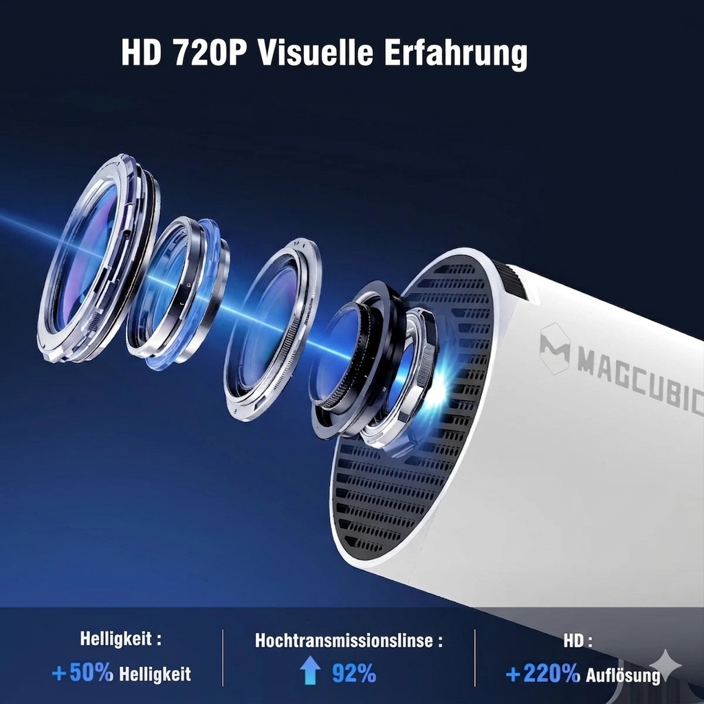 MAGCUBIC HY300 PRO 8K Beamer – Android 14, Dual Wifi6, 290ANSI, Allwinner H726, BT5.4, 1080P 1280*720P Home Cinema & Outdoor Projektor