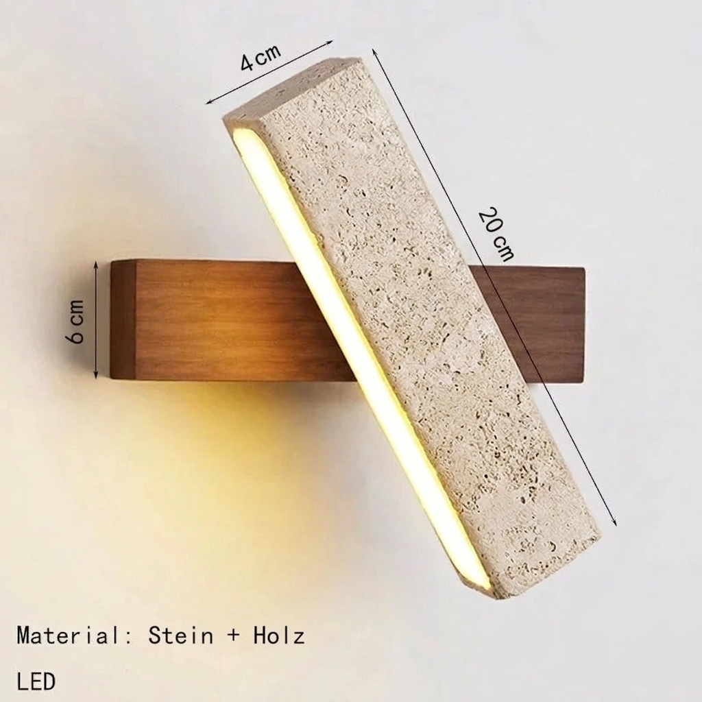 Die Aurora Wandleuchte: Minimalistische Naturstein-Lampe aus Travertin