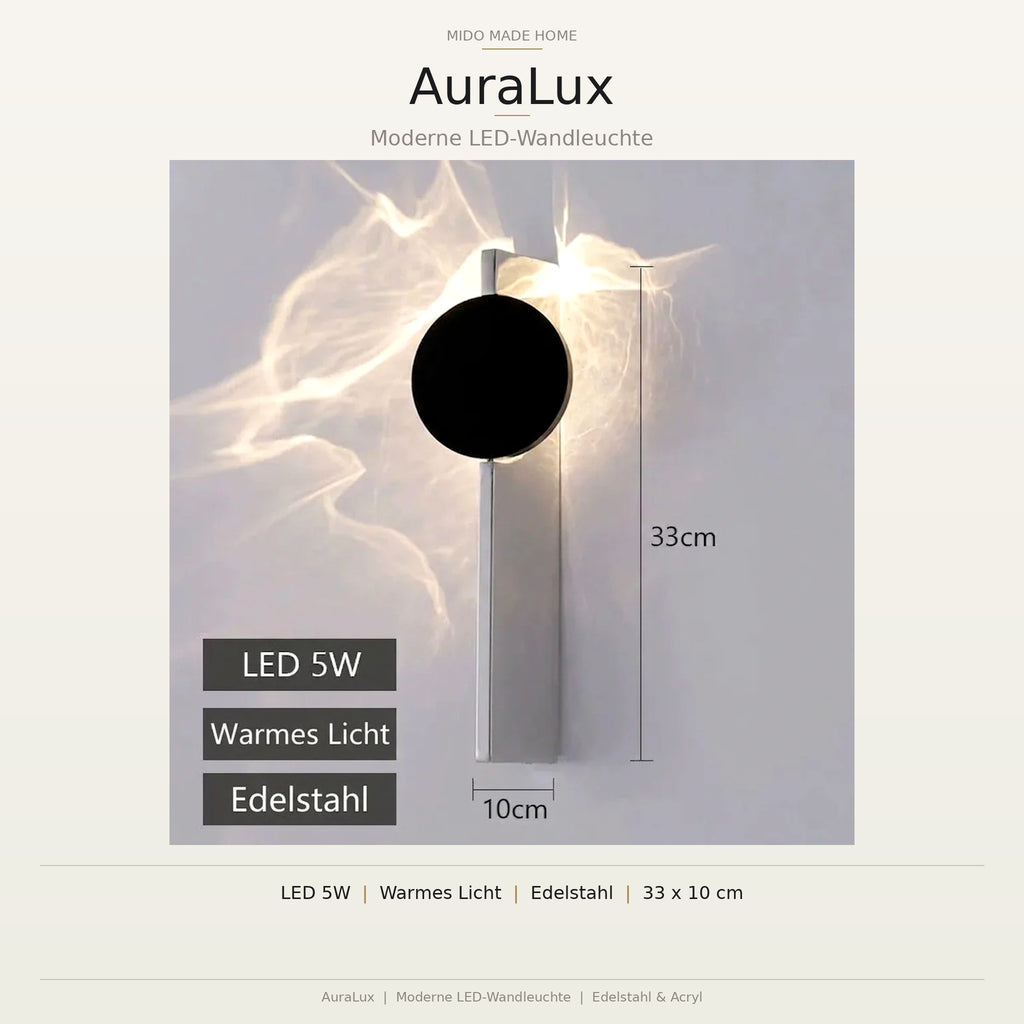 Mido Made Home | AuraLux™ Moderne skulpturale Wandleuchte aus Edelstahl