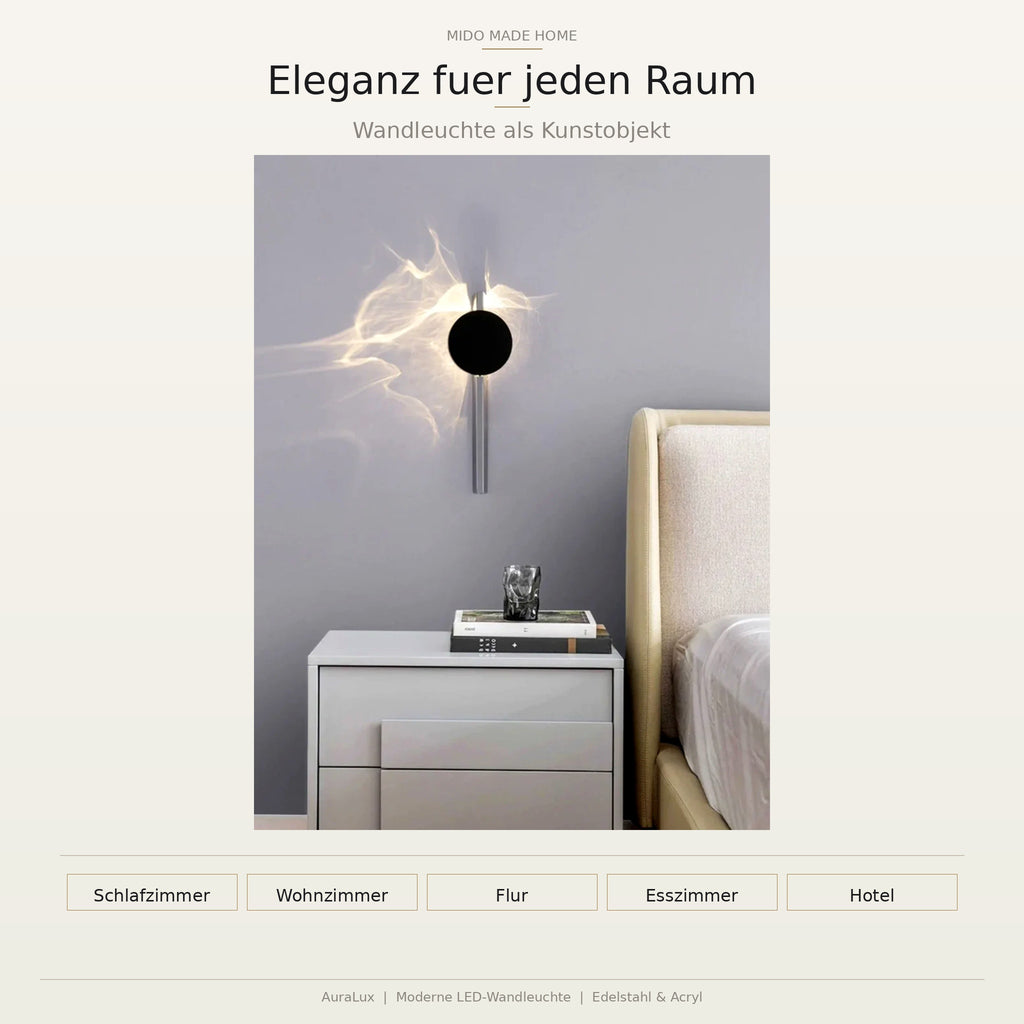 Mido Made Home | AuraLux™ Moderne skulpturale Wandleuchte aus Edelstahl