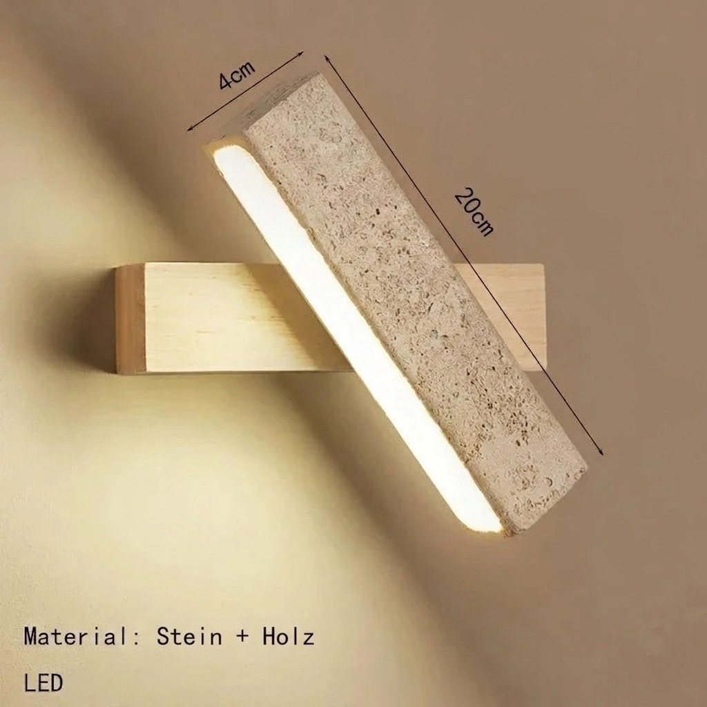 Die Aurora Wandleuchte: Minimalistische Naturstein-Lampe aus Travertin