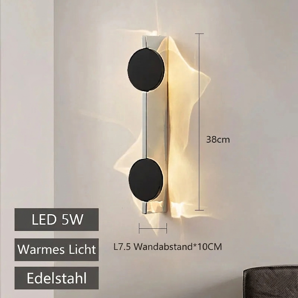 Mido Made Home | AuraLux™ Moderne skulpturale Wandleuchte aus Edelstahl