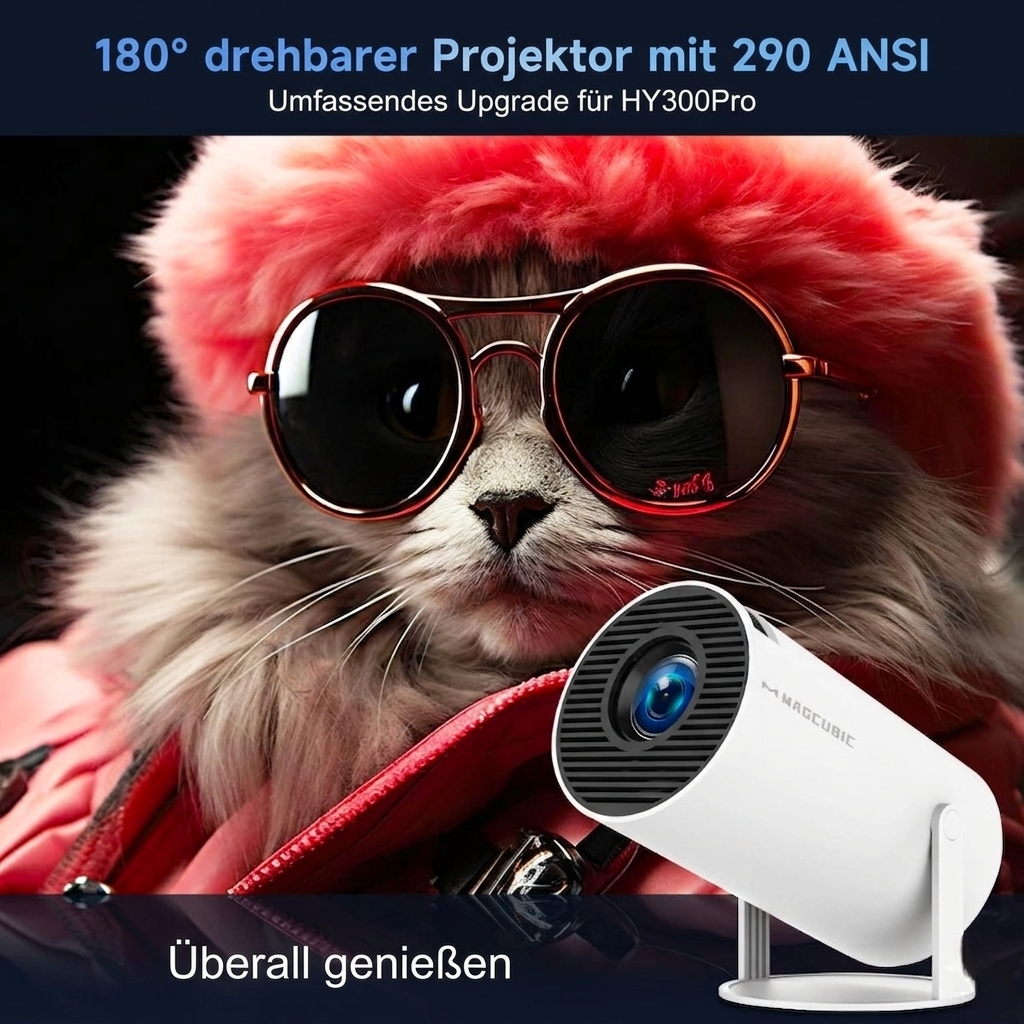 MAGCUBIC HY300 PRO 8K Beamer – Android 14, Dual Wifi6, 290ANSI, Allwinner H726, BT5.4, 1080P 1280*720P Home Cinema & Outdoor Projektor