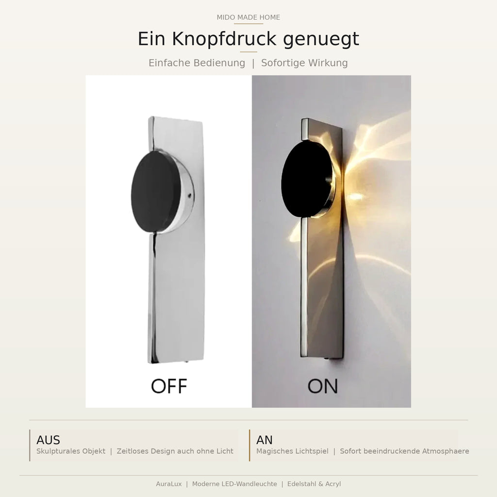 Mido Made Home | AuraLux™ Moderne skulpturale Wandleuchte aus Edelstahl