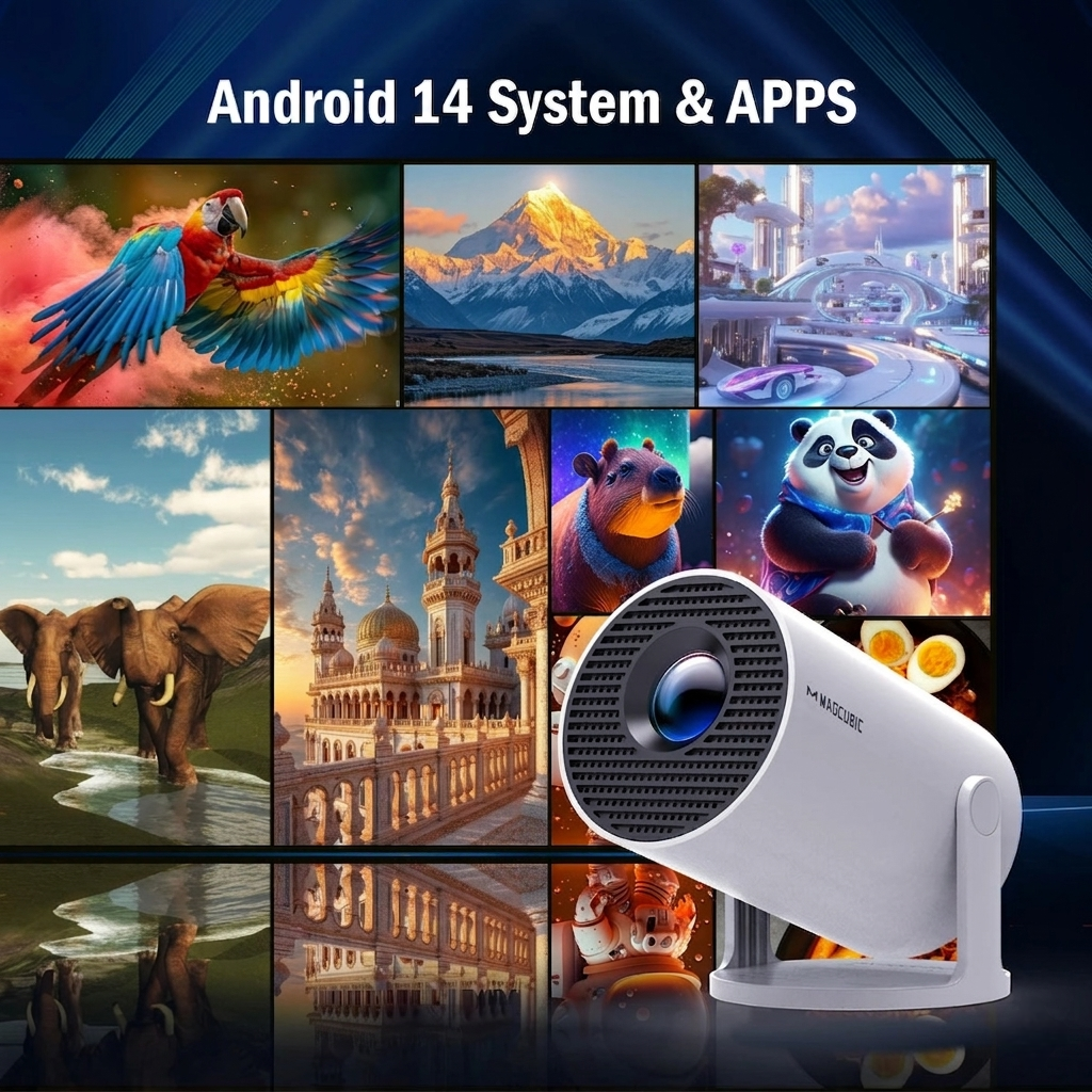 MAGCUBIC HY300 PRO 8K Beamer – Android 14, Dual Wifi6, 290ANSI, Allwinner H726, BT5.4, 1080P 1280*720P Home Cinema & Outdoor Projektor