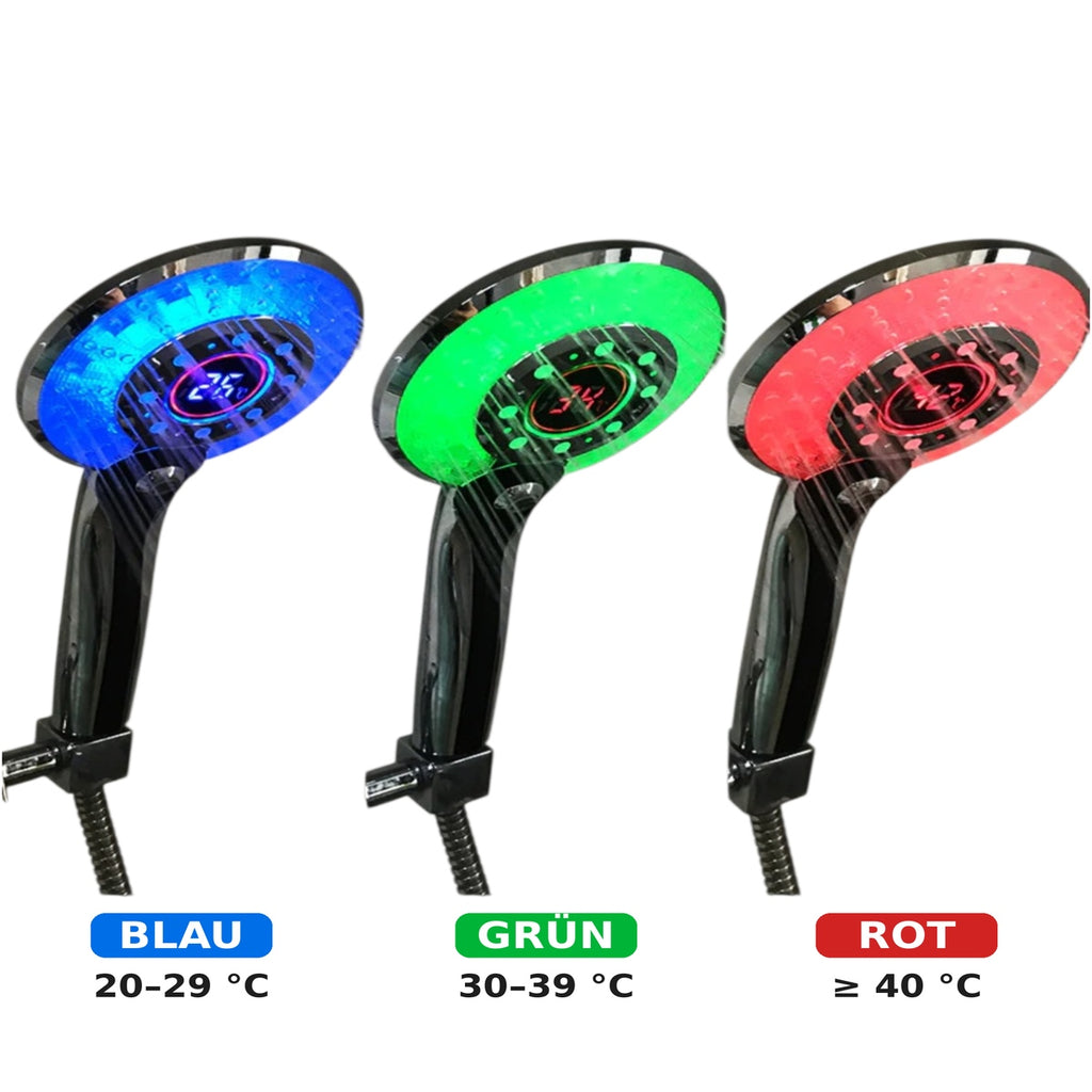 LED-Duschkopf mit Temperaturanzeige - 3 Strahlarten